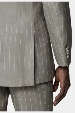 SUITSUPPLY Havana Anzug Taupe Gestreift-Männlich Casual Anzüge