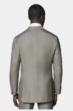 SUITSUPPLY Havana Anzug Taupe Gestreift-Männlich Casual Anzüge