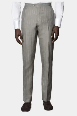 SUITSUPPLY Havana Anzug Taupe Gestreift-Männlich Casual Anzüge