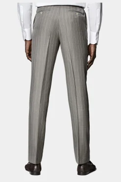 SUITSUPPLY Havana Anzug Taupe Gestreift-Männlich Casual Anzüge