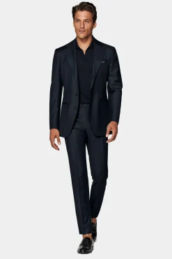 SUITSUPPLY Havana Anzugsakko Navy Birdseye-Muster-Männlich Klassische Sakkos