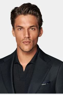 SUITSUPPLY Havana Anzugsakko Navy Birdseye-Muster-Männlich Klassische Sakkos