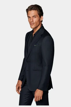 SUITSUPPLY Havana Anzugsakko Navy Birdseye-Muster-Männlich Klassische Sakkos
