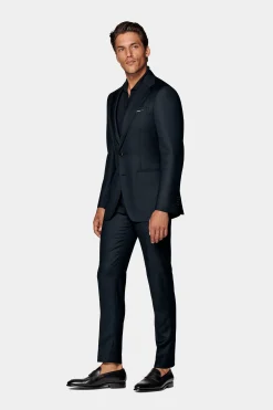 SUITSUPPLY Havana Anzugsakko Navy Birdseye-Muster-Männlich Klassische Sakkos