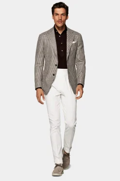 SUITSUPPLY Havana Sakko Braun Hahnentrittmuster-Männlich Klassische Sakkos