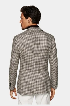 SUITSUPPLY Havana Sakko Braun Hahnentrittmuster-Männlich Klassische Sakkos