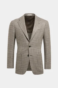SUITSUPPLY Havana Sakko Braun Hahnentrittmuster-Männlich Klassische Sakkos