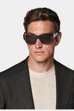 SUITSUPPLY Havana Sakko Dunkelbraun Fischgrätmuster-Männlich Klassische Sakkos