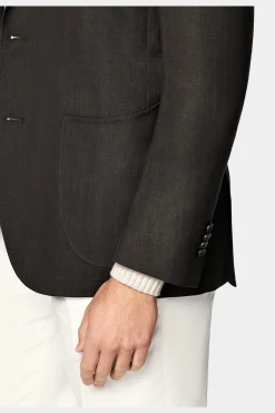 SUITSUPPLY Havana Sakko Dunkelbraun Fischgrätmuster-Männlich Klassische Sakkos