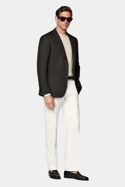 SUITSUPPLY Havana Sakko Dunkelbraun Fischgrätmuster-Männlich Klassische Sakkos