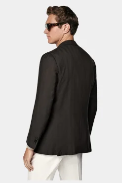 SUITSUPPLY Havana Sakko Dunkelbraun Fischgrätmuster-Männlich Klassische Sakkos