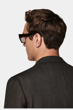 SUITSUPPLY Havana Sakko Dunkelbraun Fischgrätmuster-Männlich Klassische Sakkos