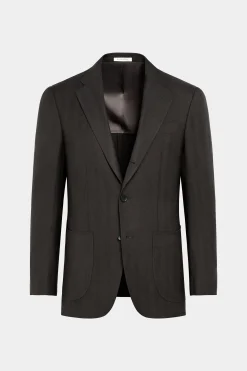 SUITSUPPLY Havana Sakko Dunkelbraun Fischgrätmuster-Männlich Klassische Sakkos