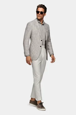 SUITSUPPLY Havana Sakko Grau Hahnentrittmuster-Männlich Klassische Sakkos