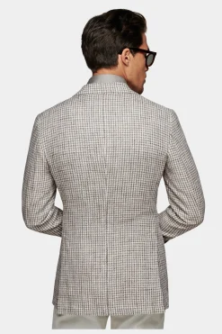 SUITSUPPLY Havana Sakko Grau Hahnentrittmuster-Männlich Klassische Sakkos