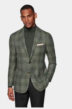 SUITSUPPLY Havana Sakko Grün Kariert-Männlich Klassische Sakkos