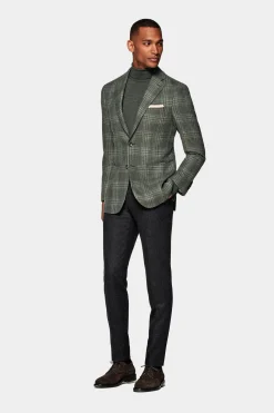 SUITSUPPLY Havana Sakko Grün Kariert-Männlich Klassische Sakkos