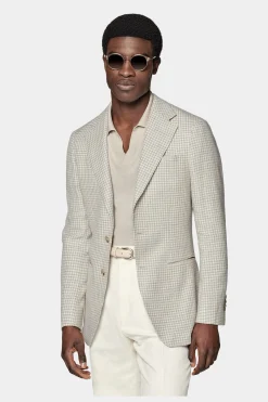 SUITSUPPLY Havana Sakko Hellbraun Hahnentrittmuster-Männlich Klassische Sakkos