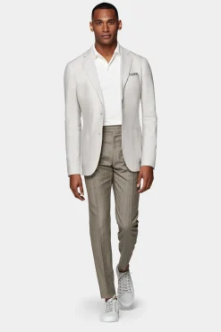 SUITSUPPLY Havana Sakko Hellgrau Fischgrätmuster-Männlich Klassische Sakkos