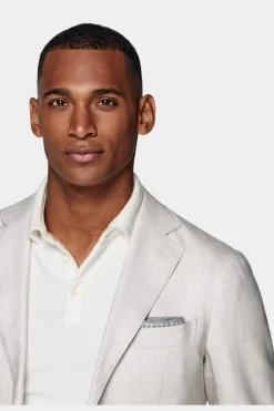 SUITSUPPLY Havana Sakko Hellgrau Fischgrätmuster-Männlich Klassische Sakkos