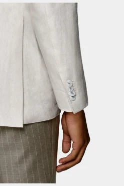SUITSUPPLY Havana Sakko Hellgrau Fischgrätmuster-Männlich Klassische Sakkos