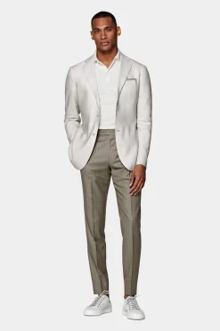 SUITSUPPLY Havana Sakko Hellgrau Fischgrätmuster-Männlich Klassische Sakkos