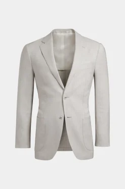 SUITSUPPLY Havana Sakko Hellgrau Fischgrätmuster-Männlich Klassische Sakkos
