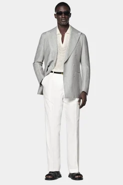 SUITSUPPLY Havana Sakko Hellgrau Fischgrätmuster-Männlich Klassische Sakkos