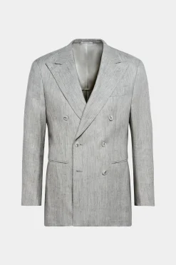 SUITSUPPLY Havana Sakko Hellgrau Fischgrätmuster-Männlich Klassische Sakkos