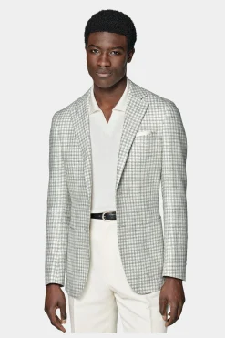 SUITSUPPLY Havana Sakko Hellgrau Kariert-Männlich Klassische Sakkos