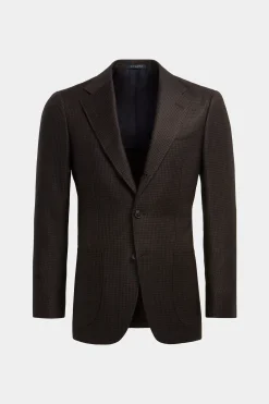 SUITSUPPLY Havana Sakko Mittelbraun Hahnentrittmuster-Männlich Klassische Sakkos
