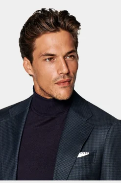 SUITSUPPLY Havana Sakko Navy Hahnentrittmuster-Männlich Klassische Sakkos