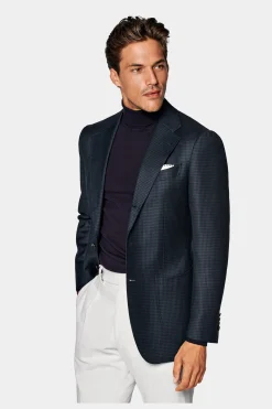 SUITSUPPLY Havana Sakko Navy Hahnentrittmuster-Männlich Klassische Sakkos