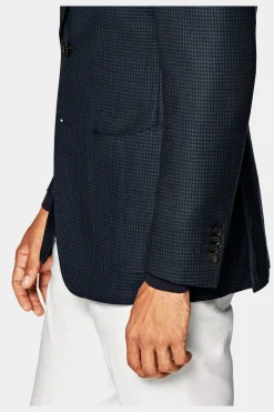 SUITSUPPLY Havana Sakko Navy Hahnentrittmuster-Männlich Klassische Sakkos