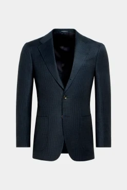 SUITSUPPLY Havana Sakko Navy Hahnentrittmuster-Männlich Klassische Sakkos