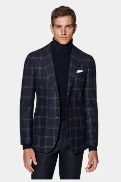 SUITSUPPLY Havana Sakko Navy Kariert-Männlich Klassische Sakkos
