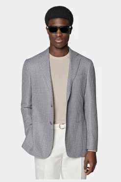 SUITSUPPLY Havana Sakko Purpur Hahnentrittmuster-Männlich Klassische Sakkos
