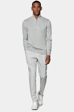 SUITSUPPLY Hellgrau Halber Reißverschluss-Männlich Cardigans & Troyer