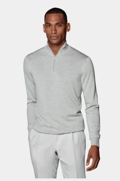 SUITSUPPLY Hellgrau Halber Reißverschluss-Männlich Cardigans & Troyer