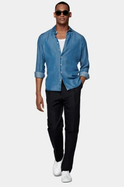 SUITSUPPLY Hemd Blau Slim Fit-Männlich Casual Hemden