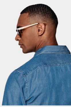 SUITSUPPLY Hemd Blau Slim Fit-Männlich Casual Hemden
