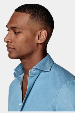 SUITSUPPLY Hemd Blau Slim Fit-Männlich Casual Hemden