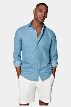 SUITSUPPLY Hemd Blau Slim Fit-Männlich Casual Hemden