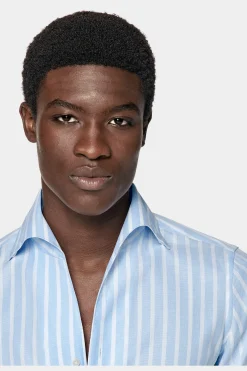 SUITSUPPLY Hemd Blau Wabengewebe Extra Slim Fit-Männlich Klassische Hemden