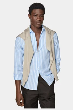 SUITSUPPLY Hemd Blau Wabengewebe Extra Slim Fit-Männlich Klassische Hemden