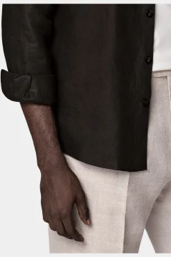 SUITSUPPLY Hemd Dunkelbraun Slim Fit-Männlich Casual Hemden