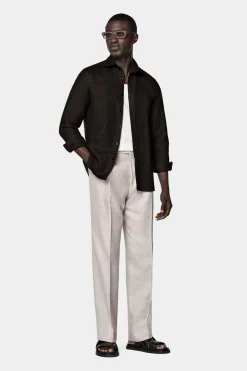 SUITSUPPLY Hemd Dunkelbraun Slim Fit-Männlich Casual Hemden