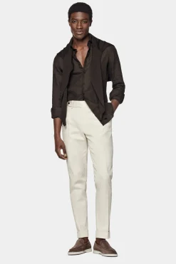 SUITSUPPLY Hemd Dunkelbraun Slim Fit-Männlich Casual Hemden
