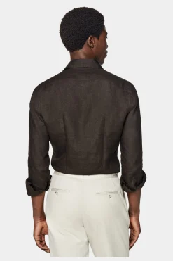 SUITSUPPLY Hemd Dunkelbraun Slim Fit-Männlich Casual Hemden