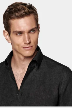 SUITSUPPLY Hemd Dunkelgrau Slim Fit-Männlich Casual Hemden